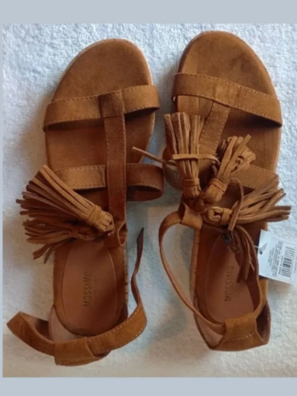 MOSSIMO SUPPLY Women's‎ Size 8 NWT Brown Cognac Larissa Sandals Fringed Tassels
